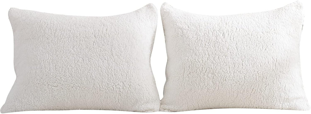 Reafort Ultra Soft Sherpa Pillowcases Set of 2 – Fluffy Cozy Fleece Standard 20" x 26", Warm Plush Covers with Smooth Zipper, Machine Washa…