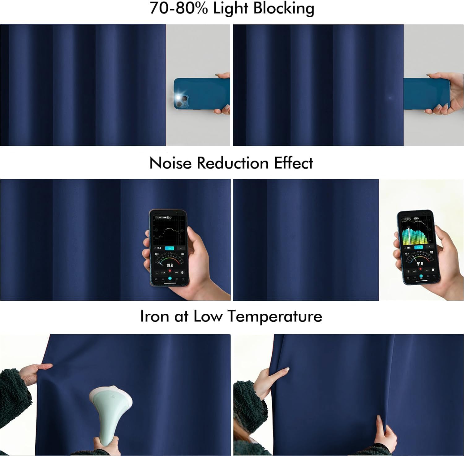 Miulee Navy Blue Back Tab Blackout Curtains 108 Inch Long 2 Panels Set for Bedroom, Rod Pocket/Pinch Pleat Extra Long Thermal Insulated Liv…