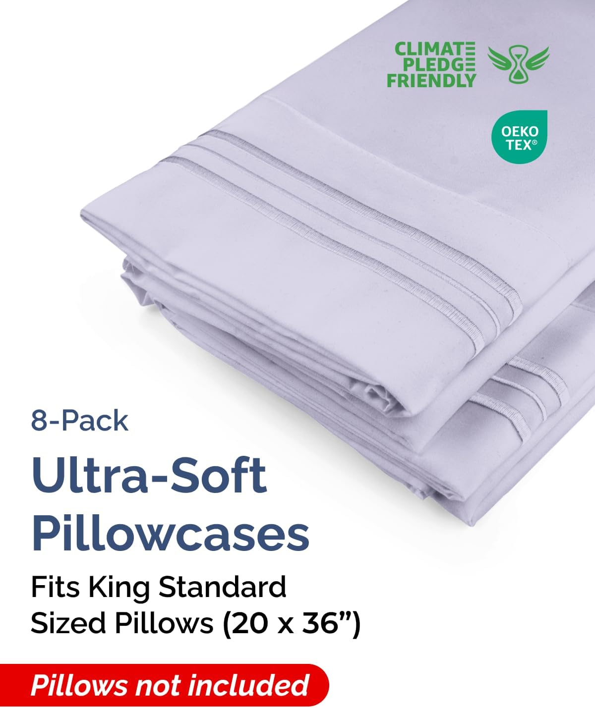 King Standard Pillow Cases Set of 8 - Ultra Soft Hotel Quality Pillowcase Covers - Comfy & Wrinkle Free - Shrink & Fade Resistant…