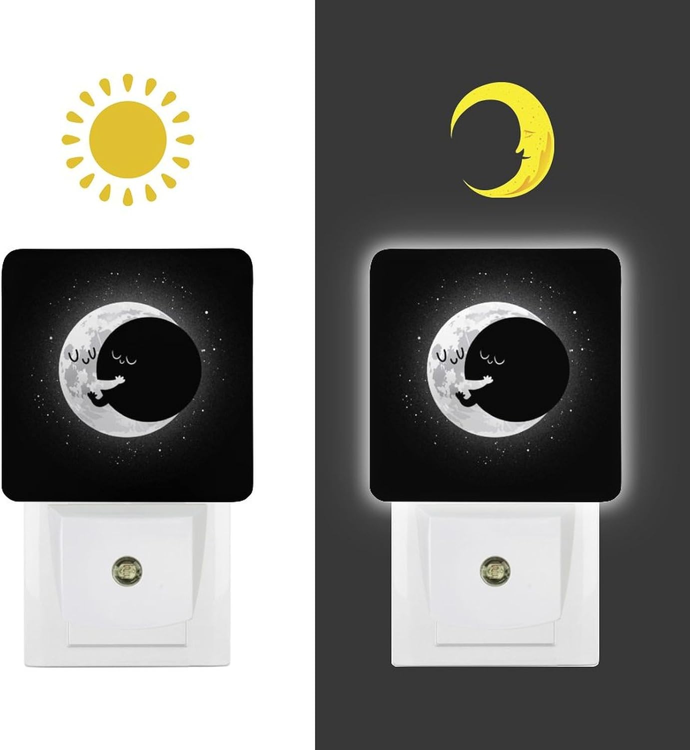YKJAHSD Cute Lunar Eclipse Night Light, Plug into Wall Decor Nightlights for Bedroom, Bathroom, Hallway, Kitchen, with Dusk to Dawn…