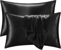 QJFabricCO Q&J Fabric Co. 2 Pack Satin Pillowcase Silk Like Pillow Cases 20x36 inch Black Cooling Pillow Cases with Envelope Closure for Ha…