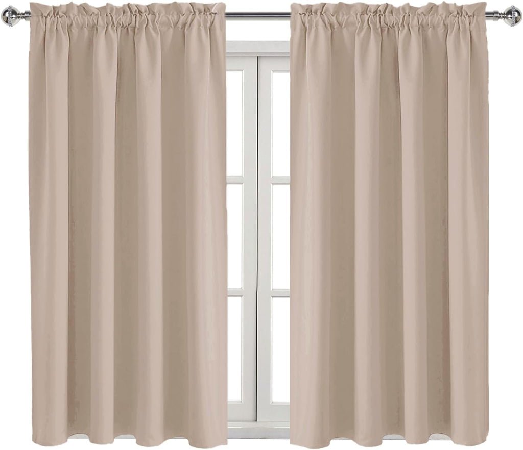 DWCN Blackout Curtains for Living Room Thermal Insulated, Energy Saving & Noise Reducing Bedroom Curtains, Camel, W 52x L 45 Inch, Set of…