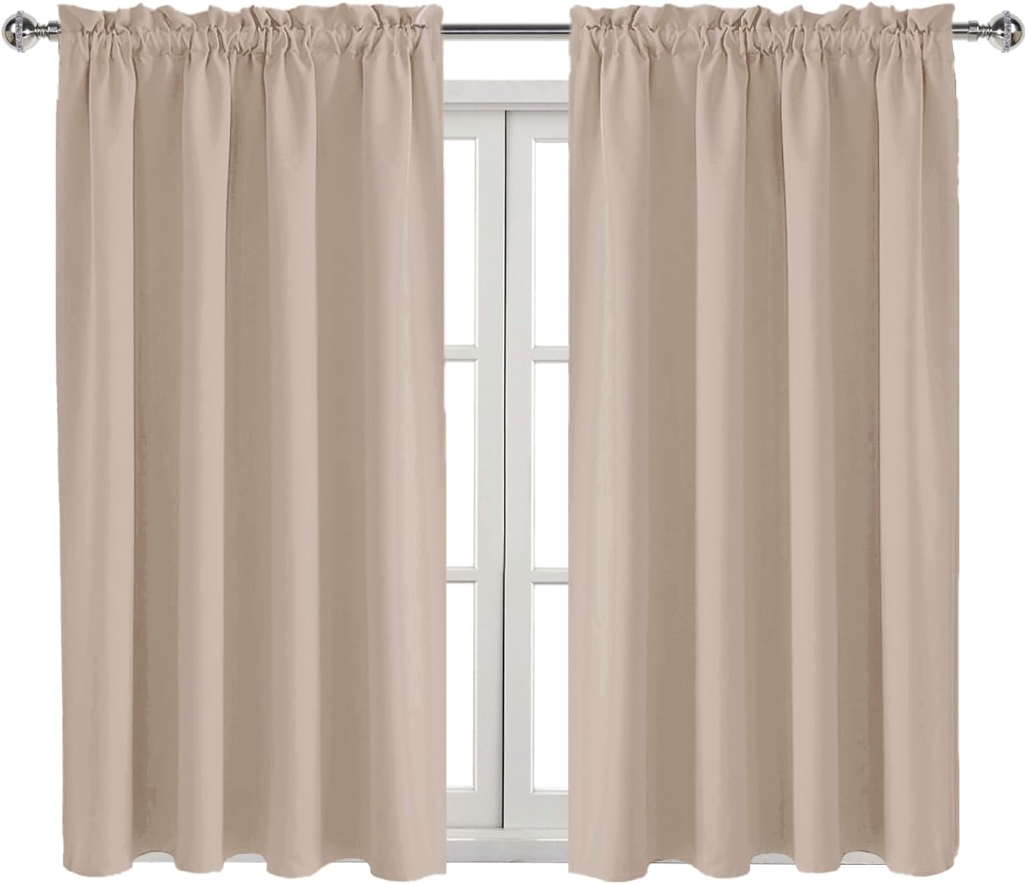 DWCN Blackout Curtains for Living Room Thermal Insulated, Energy Saving & Noise Reducing Bedroom Curtains, Camel, W 52x L 45 Inch, Set of…