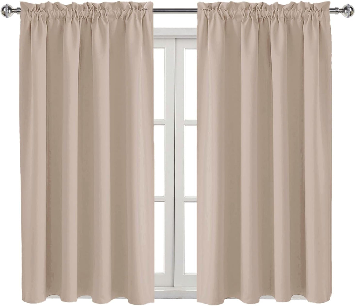 DWCN Blackout Curtains for Living Room Thermal Insulated, Energy Saving & Noise Reducing Bedroom Curtains, Camel, W 52x L 54 Inch, Set of…