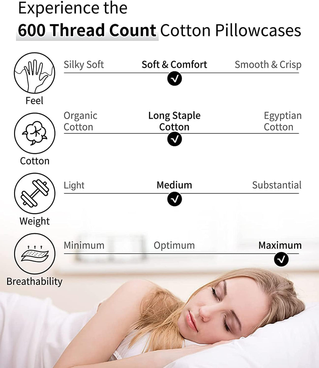 Warmstar Cotton Body Pillow Cover 1 Pack, 600 Thread Count Body Pillow case 20"x54", Long Body Pillow Case Cover Soft Breathable with…