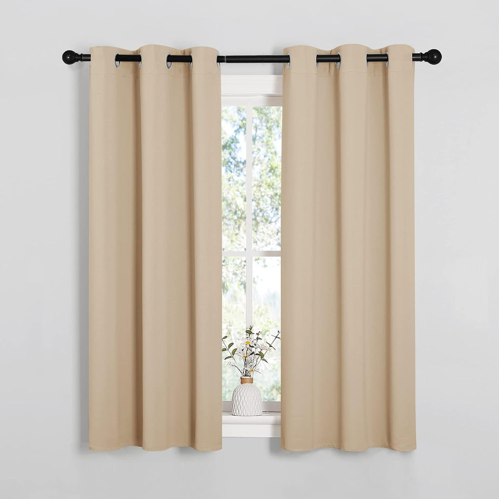 NICETOWN Room Darkening Draperies Window Curtain Panels, Thermal Insulated Grommet Room Darkening Curtains for Bedroom (Biscotti Beige, 2…