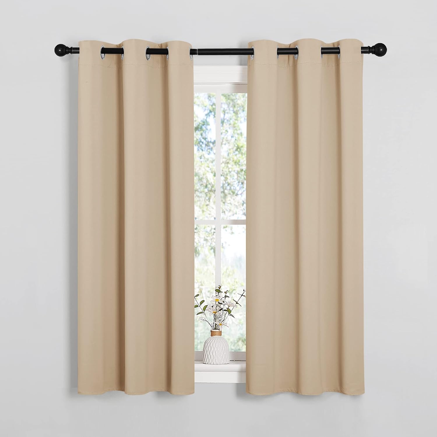 NICETOWN Room Darkening Draperies Window Curtain Panels, Thermal Insulated Grommet Room Darkening Curtains for Bedroom (Biscotti Beige, 2…