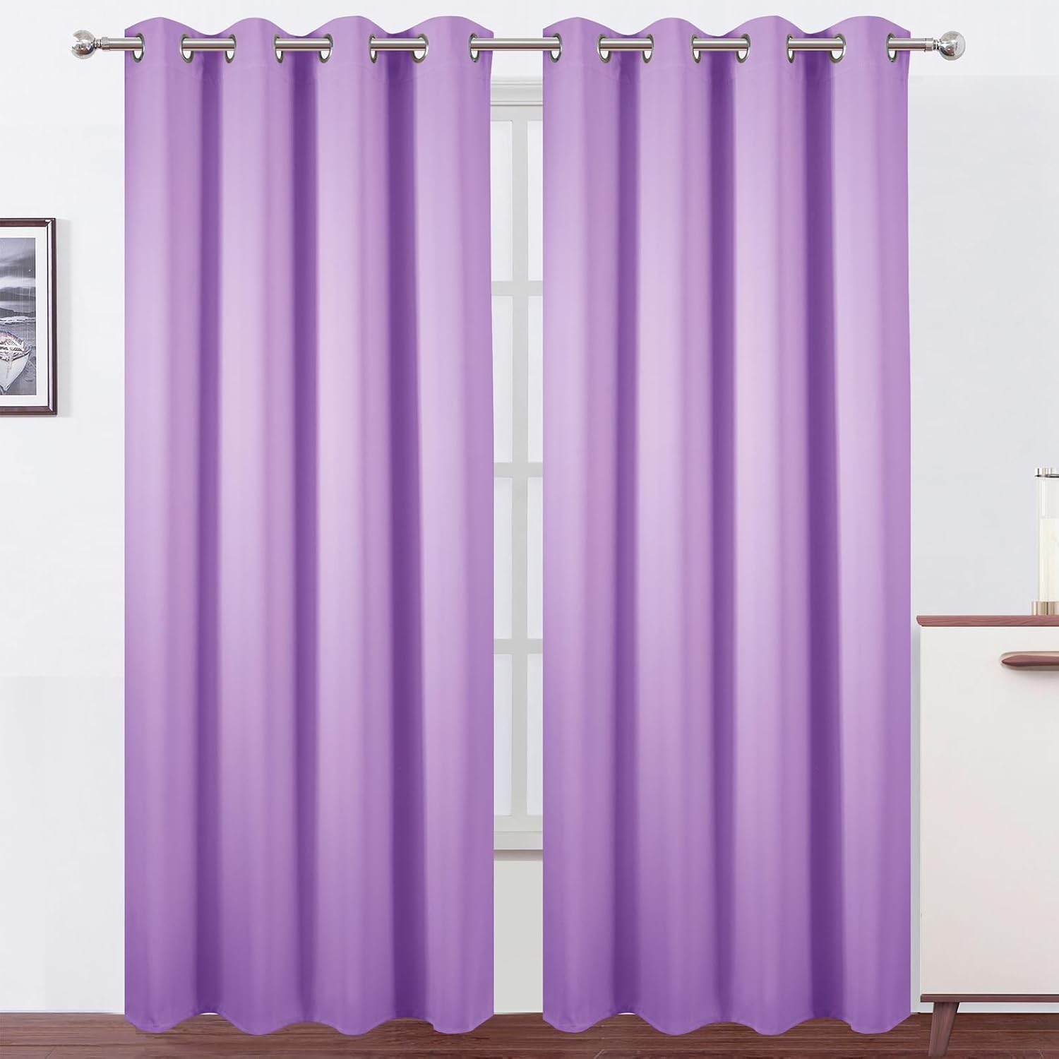 Lemomo Blackout Curtains 52 x 120 Inch Long Lavender Curtains Set of 2 Panels Room Darkening Curtains for Bedroom and Living Room 120 Inch…