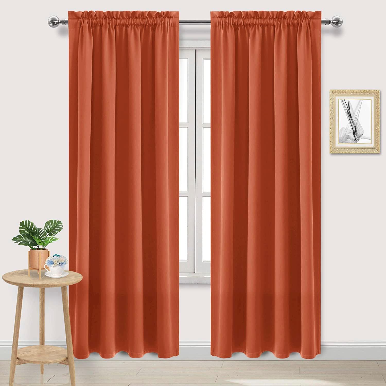 DWCN Blackout Curtains Thermal Insulated, Energy Saving & Noise Reducing Bedroom and Living Room Curtains, Burnt Ochre, W 52x L 84 Inch…