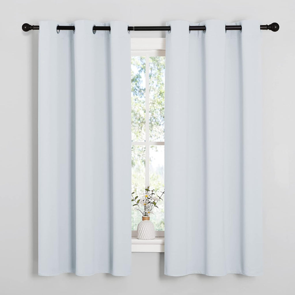 NICETOWN Window Treatment Thermal Insulated Grommet Room Darkening Curtains Drapes for Bedroom(2 Panels,42 by 63, Platinum-Greyish White)