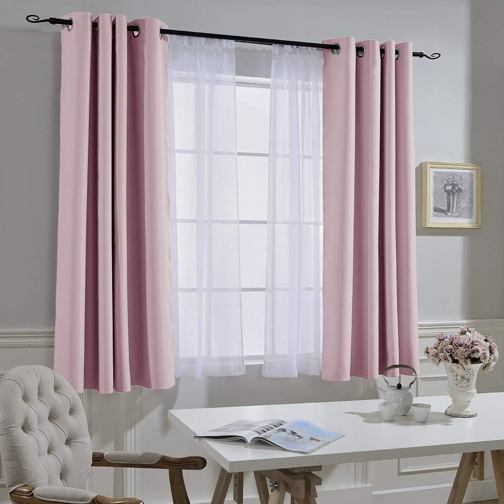 Nicetown Blackout Curtains for Girls Room - Thermal Insulated Solid Grommet Room Darkening Panels/Drapes for Girl's Bedroom (Lavender Pink=…