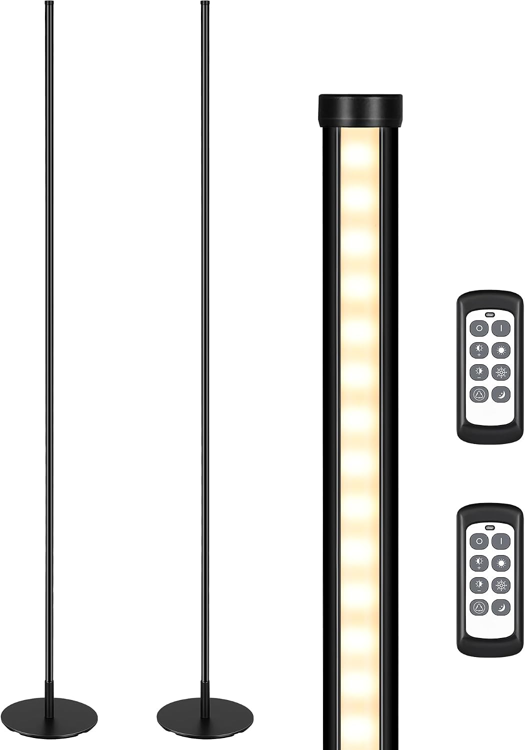 EDISHINE LED Corner Lamp, Set of 2 Minimalist Dimmable Tall Light with Remote, 57.5" Floor Lamps for Living Room, Bedroom, Home Office, 7…