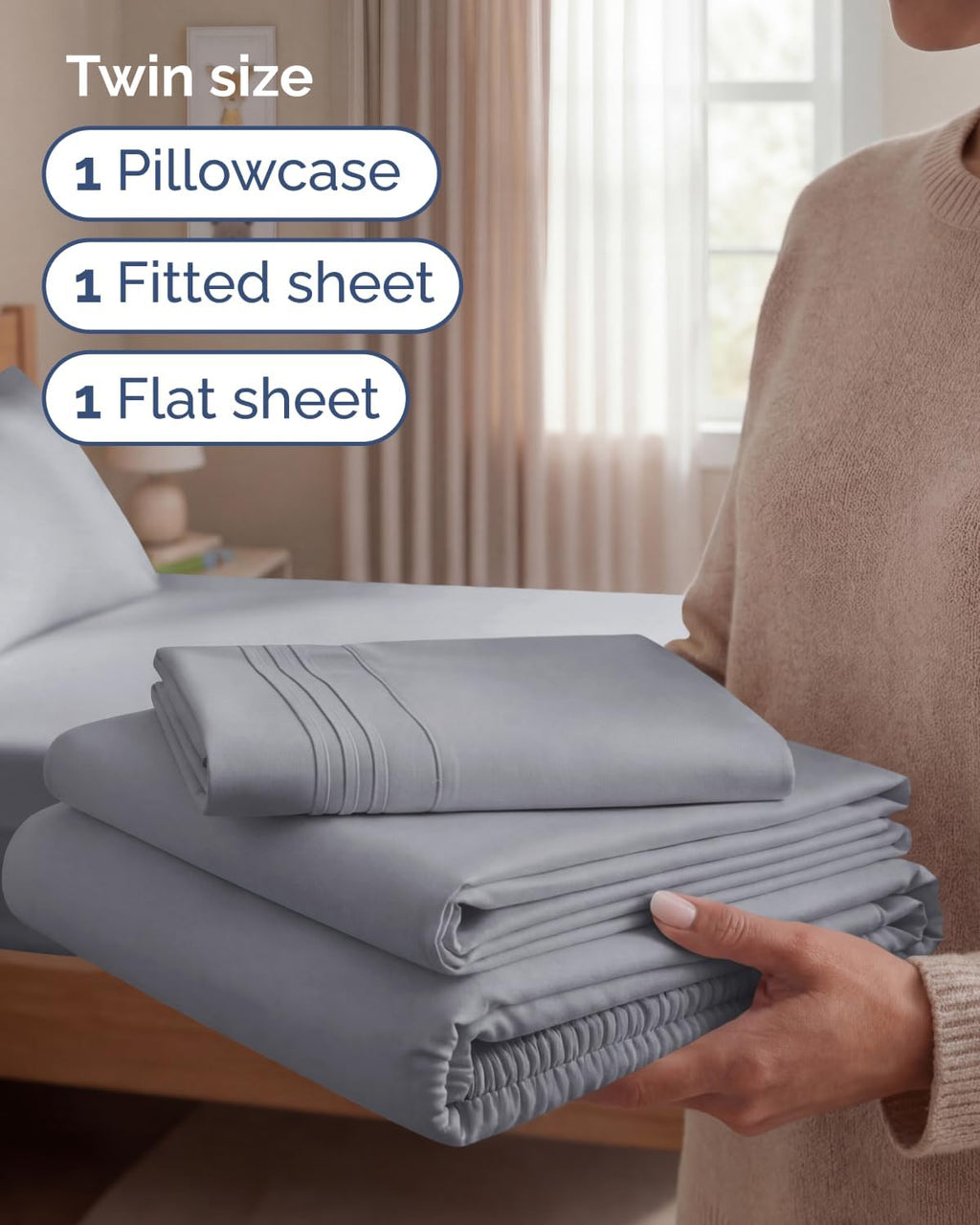 Twin Size 3 Piece Sheet Set - Comfy Breathable & Cooling Sheets - Hotel Luxury Bed Sheets for Women and Men - Deep Pockets, Easy-Fit…