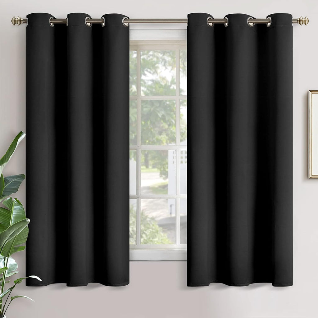 YoungsTex Black Blackout Curtains 63 Inch Length for Bedroom, Thermal Insulated Drapes with Grommet Room Darkening Privacy for Living Room,…