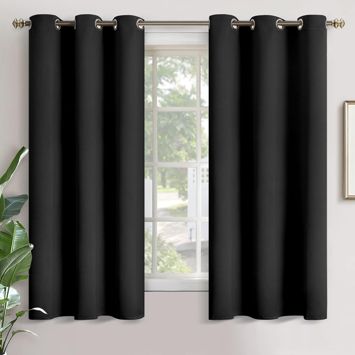 YoungsTex Black Blackout Curtains 63 Inch Length for Bedroom, Thermal Insulated Drapes with Grommet Room Darkening Privacy for Living Room,…