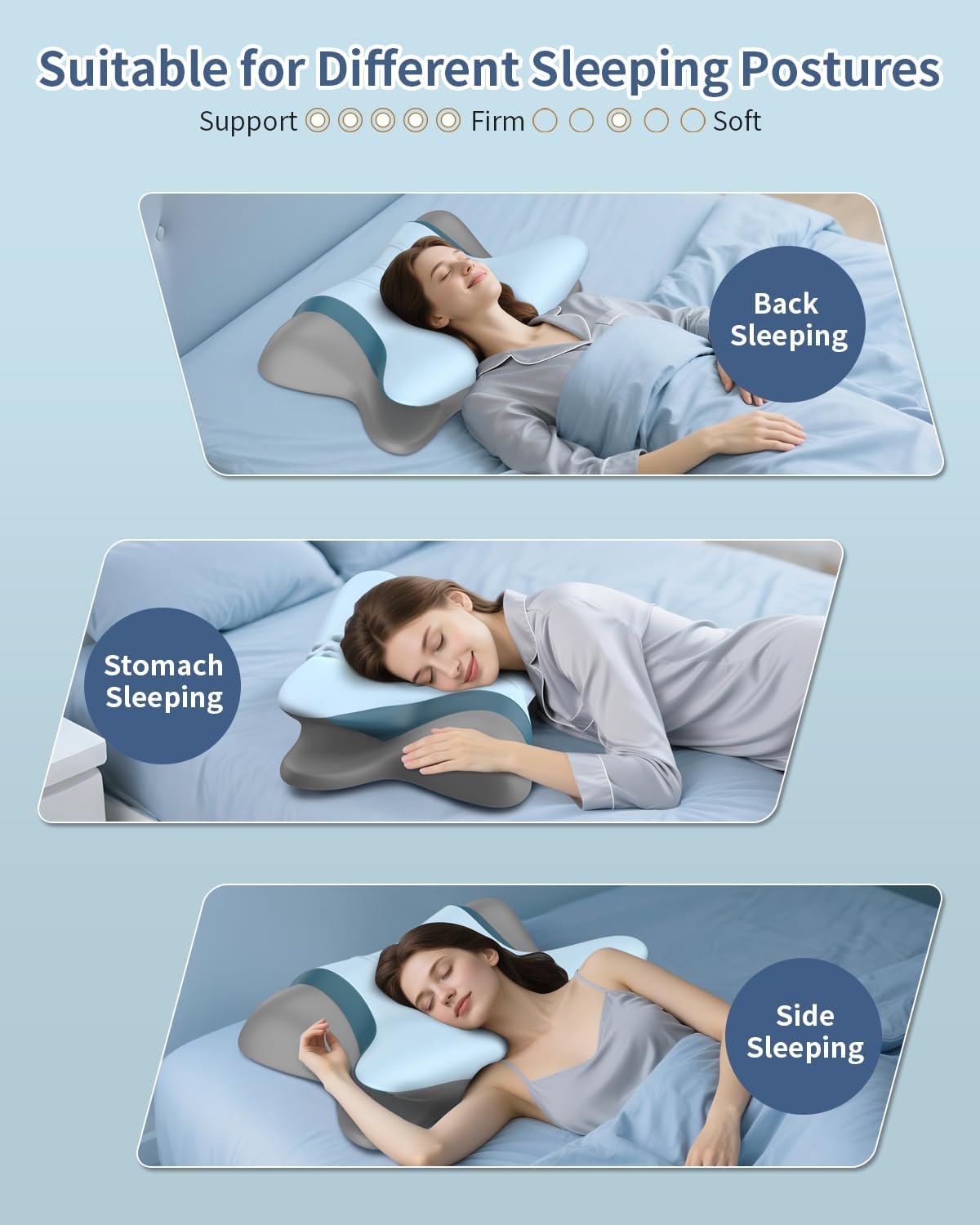 beslovo Cervical Neck Pillow for - Ergonomic Side Sleeper Pillow for Neck Support, Orthopedic Memory Foam Pillows for Sleeping, Contour Cer…