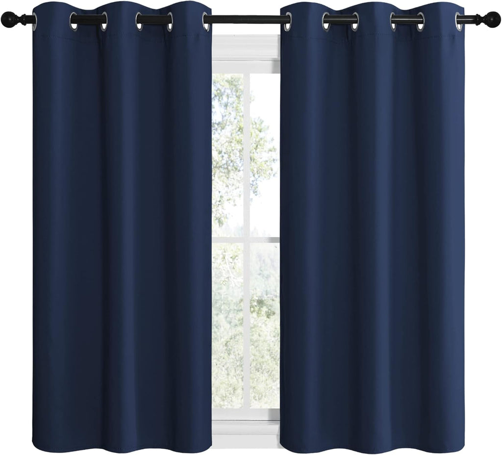 NICETOWN Blackout Curtain Panels, Window Treatment Energy Saving Thermal Insulated Solid Grommet Blackout Drapes/Draperies (Navy, 1 Pair…