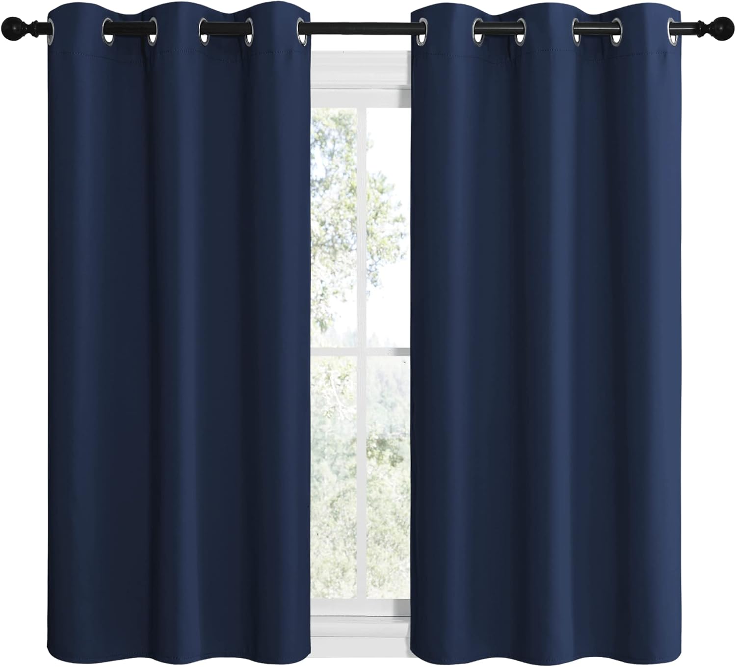 NICETOWN Blackout Curtain Panels, Window Treatment Energy Saving Thermal Insulated Solid Grommet Blackout Drapes/Draperies (Navy, 1 Pair…