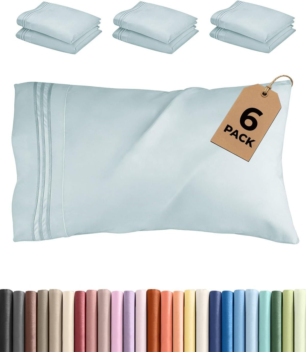 Standard Pillow Cases Set of 6 - Ultra Soft Hotel Quality Pillowcase Covers - Comfy, Cozy & Wrinkle Free - Shrink, Stain & Fade Resistant…