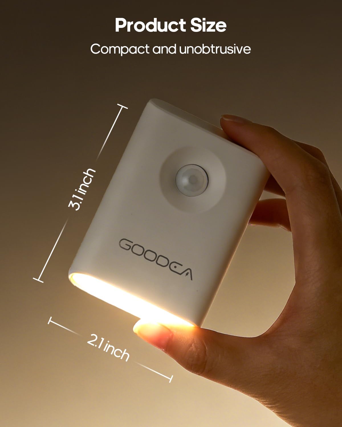 Rechargeable Battery Night Light with Motion Sensor, Wireless, Magnetic & Dimmable Stair Light, Portable Mini 3000K Warm White Stick-on…