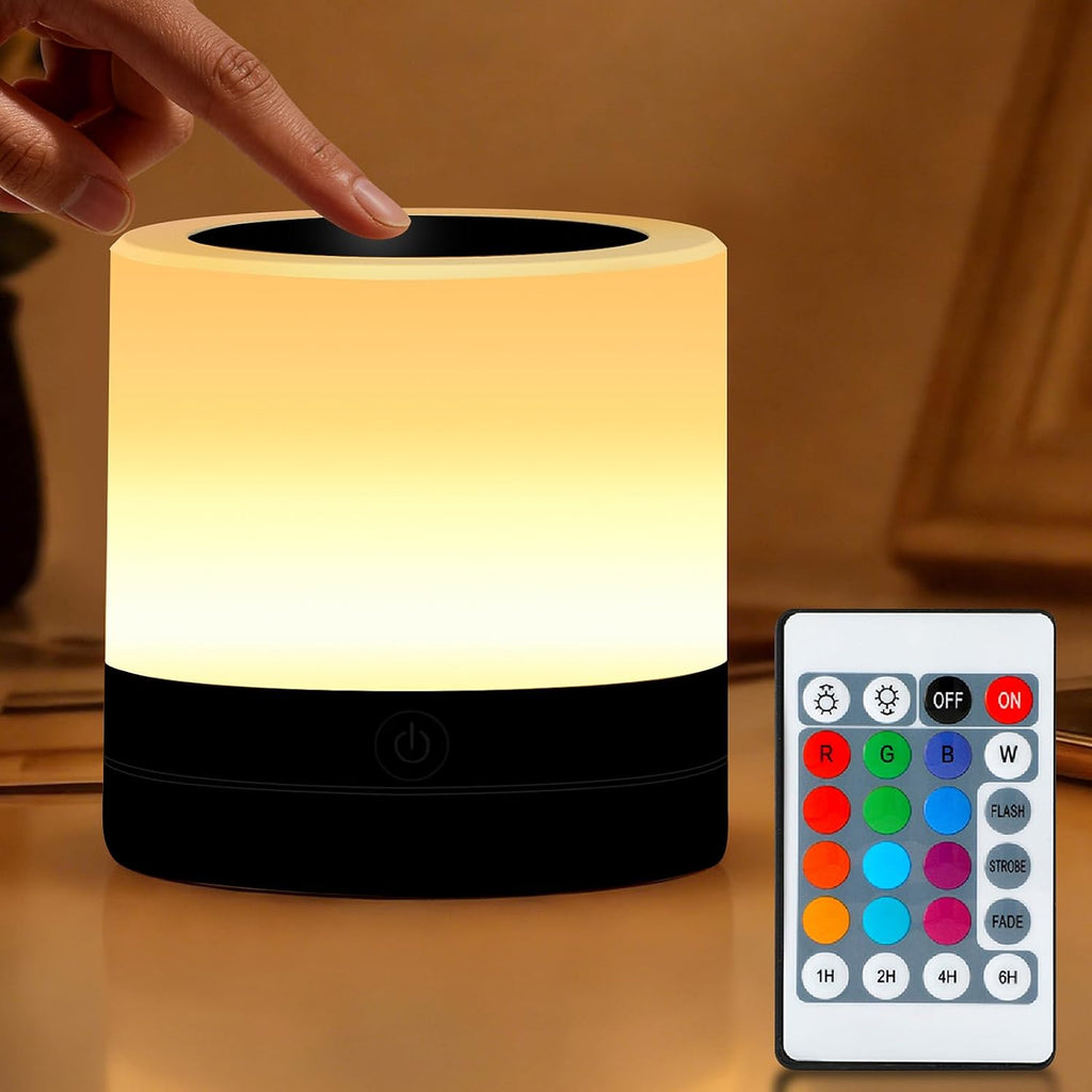 Portable Night Light for Kids, USB Rechargeable Small Desk Lamp,13 RGB Colors & 4 Brightness & 1 Remote, Touch Bedside Table Lamp for…