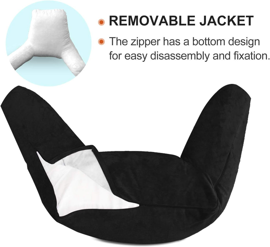 mittaGonG Reading Pillow, Shredded Memory Foam Backrest Pillow for Adult, Detachable Neck Roll, Arm Support with Side Pocket, Washable Crys…