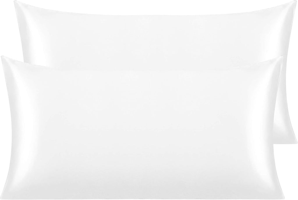 Ntbay 2 Pack Satin King Pillowcases for Hair and Skin, Luxurious and Silky Pillow Cases with Envelope Closure, 20x36 Inches, White 2 Pack 3…