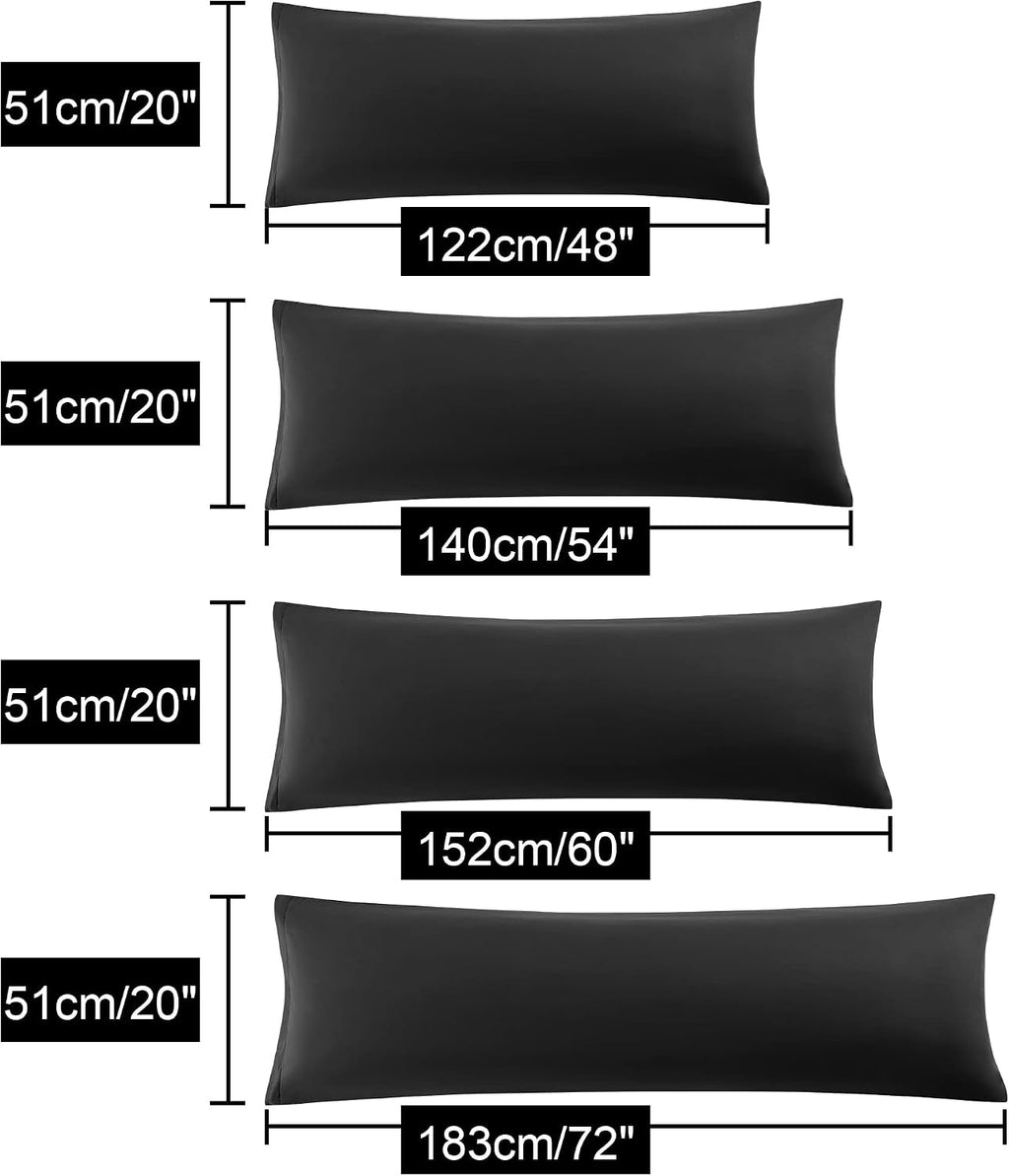 uxcell Soft Microfiber Body Pillow Cover with Zipper Closure, Long Pillow Cases for Body Pillows Weave for 90 GSM Polyester, Black Body (20…