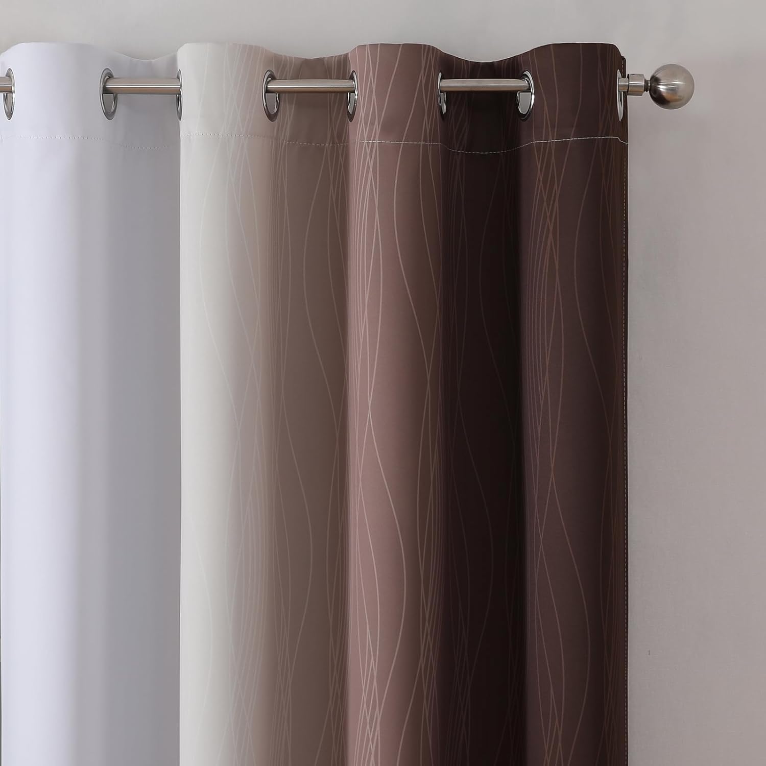 Estelartextiler Estelar Textiler Brown and Greyish White Gradient Blackout Curtains for Bedroom, Thermal Insulated Ombre Blackout Drapes, F…