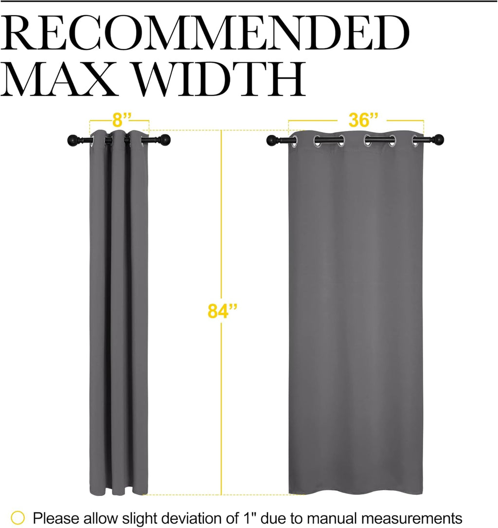 NICETOWN Noise Reducing Blackout Curtains 84" Long for Bedroom, Grey, 42" Wide, 2 Panels, Thermal Insulated Room Darkening Drapes for…
