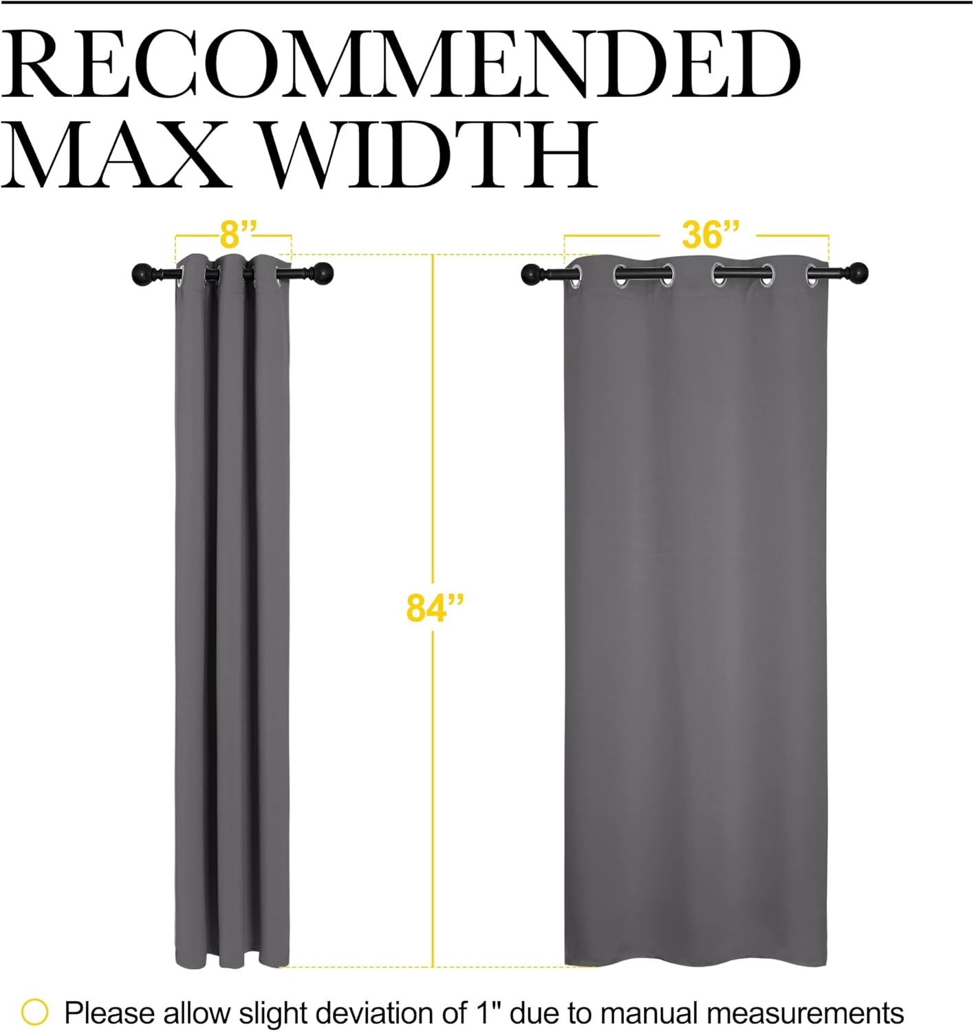 NICETOWN Noise Reducing Blackout Curtains 84" Long for Bedroom, Grey, 42" Wide, 2 Panels, Thermal Insulated Room Darkening Drapes for…