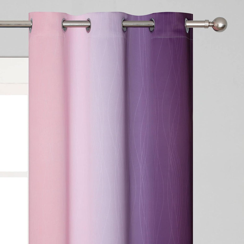 Estelartextiler Ombre Pink and Purple Blackout Curtains 84 Inches Long, Full Room Darkening Curtains for Bedroom, Completely Light Blocking…