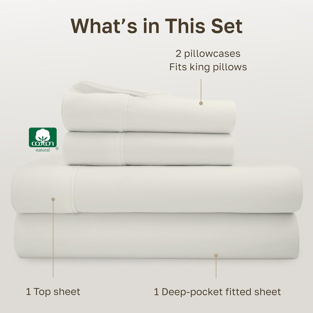 CaliforniaDesignDen California Design Den Soft 100% Cotton King Sheet Set, 400 Thread Count Good Housekeeping Award Winner, Silky Sateen We…