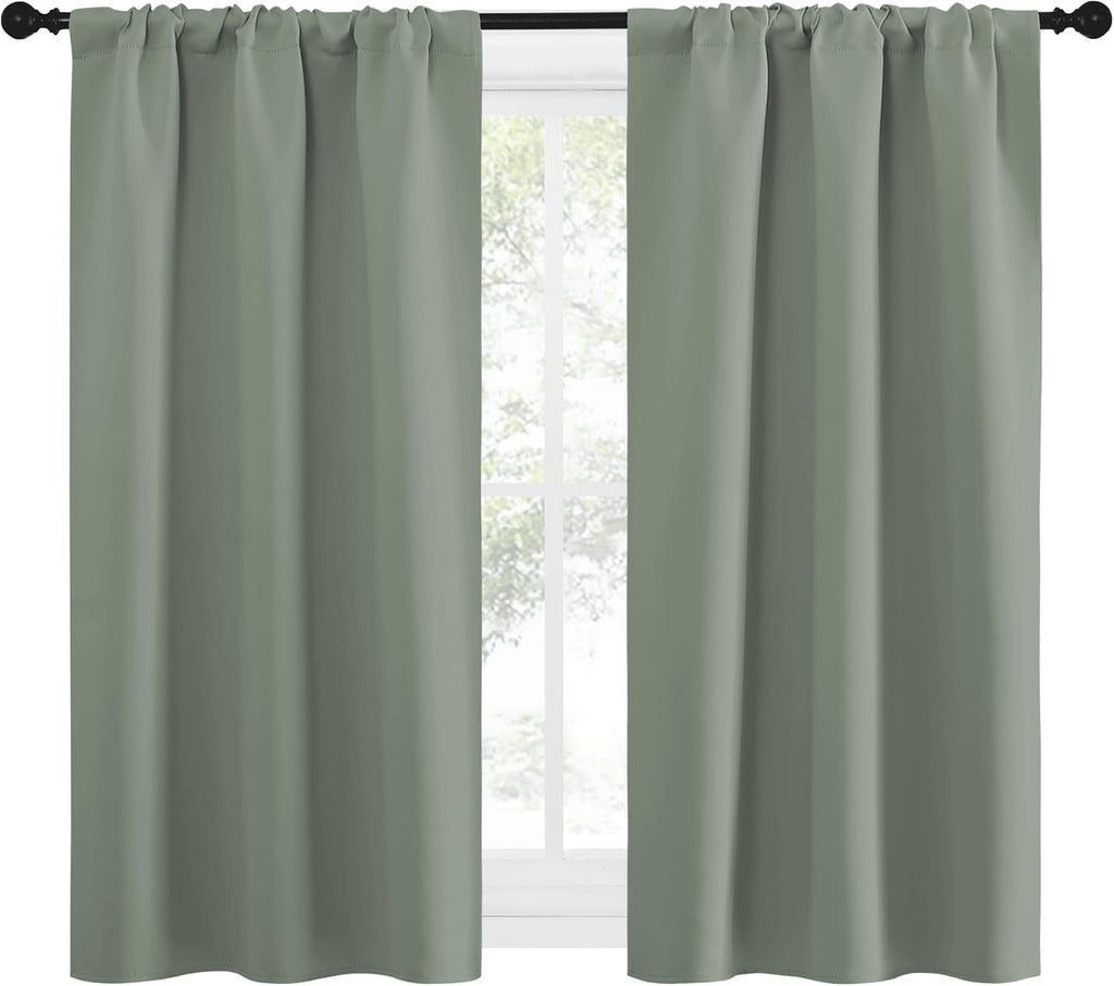 NICETOWN Window Curtains Blackout Drapes - Thermal Insulated Solid Rod Pocket Blackout Curtains/Draperies for Living Room (Sage Green…