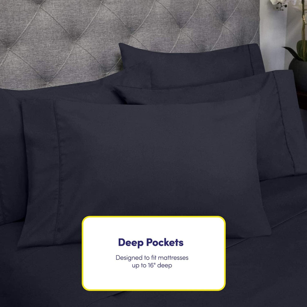 Cal King Size Bed Sheets - 6 Piece 1500 Supreme Collection Fine Brushed Microfiber Deep Pocket California King Sheet Set Bedding - 2…
