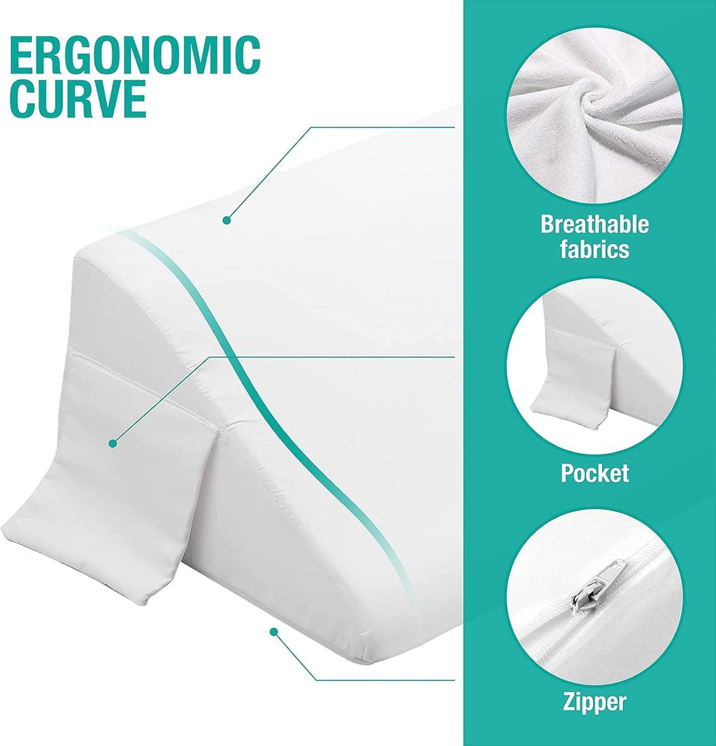 Vekkia Full Bed Wedge Pillow Gap Filler/Headboard Pillow/Mattress Wedge Fill Gap (0-6") Between Headboard and Mattress (White 54"x10"x6")
