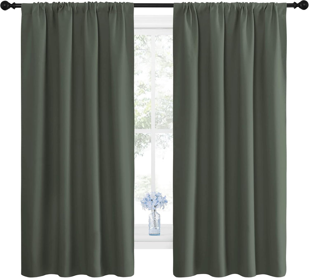 NICETOWN Bedroom Curtains Blackout Draperies - All Season Thermal Insulated Solid Rod Pocket Top Blackout Curtains/Drapes for Kid's Room…