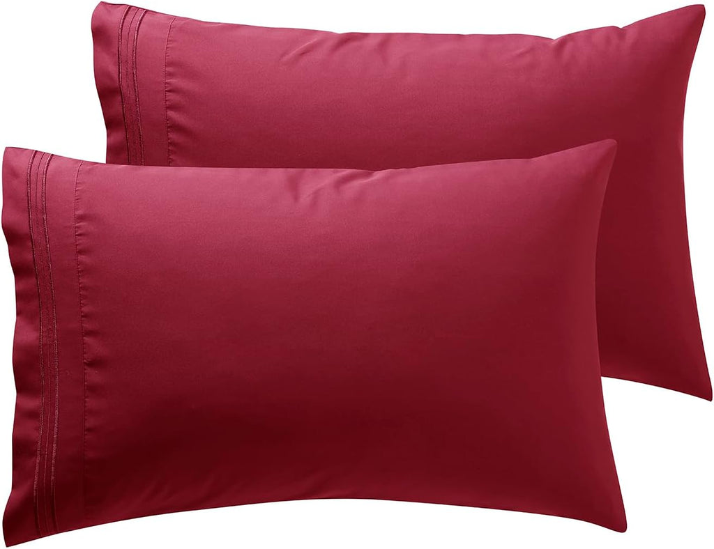 Nestl Burgundy King Pillow Cases 2 – Soft King Size Pillow Case, 1800 Brushed Microfiber Pillowcases, Envelope Closure Pillowcase, King Pil…