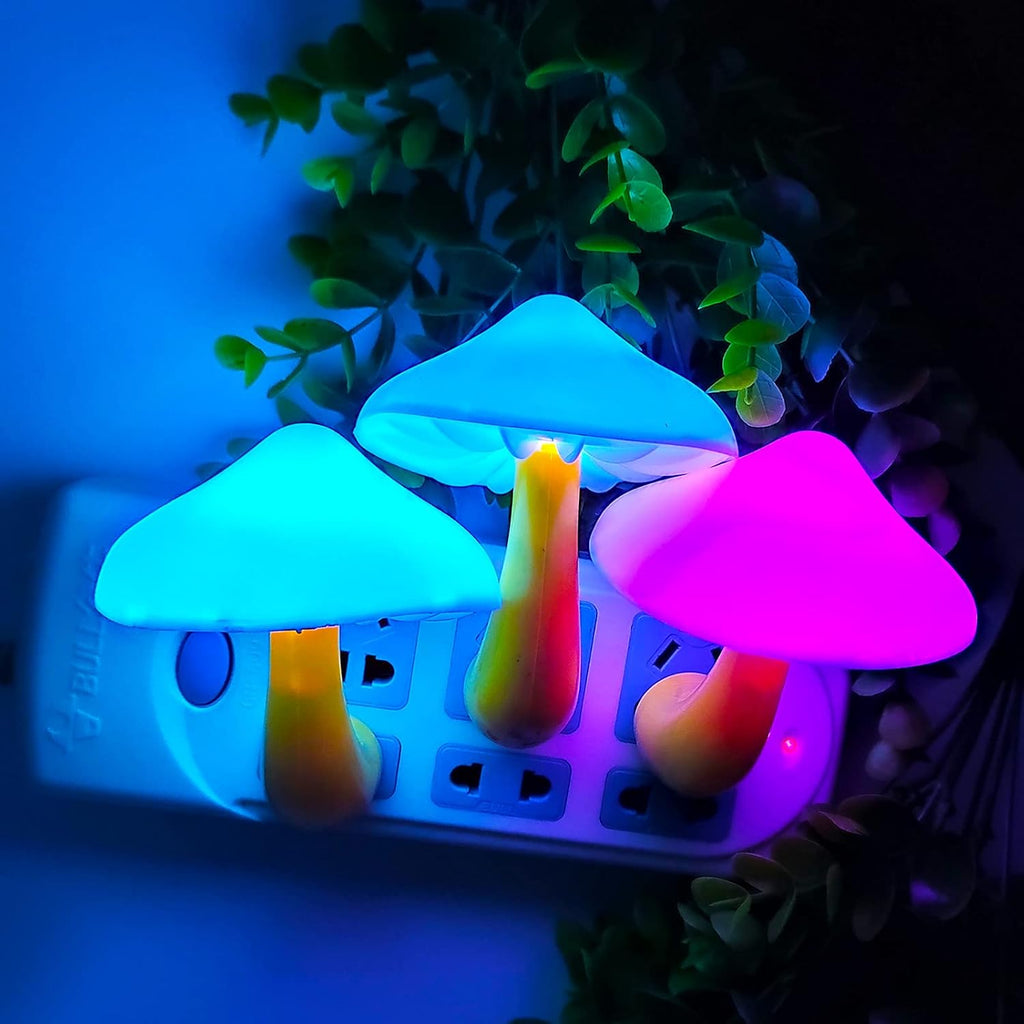 AUSAYE 3 Pack Sensor LED Night Light Plug in Lamp 7 Color Changing Mushroom Light Cute Night Lights for Adults Kids NightLight…