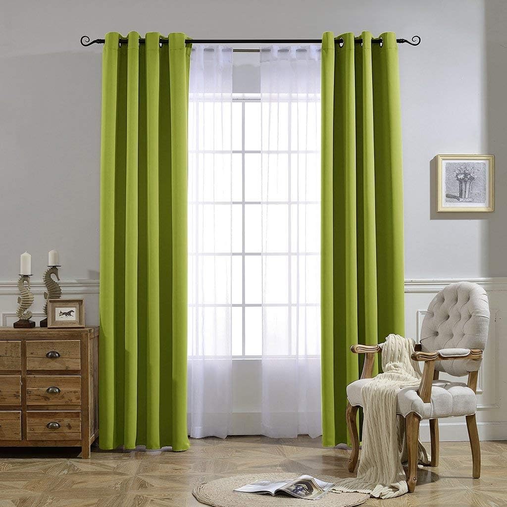 Nicetown Room Darkening Window Panels - (52 inches Width, Fresh Green, Double Pieces) Holiday Decor Thermal Insulated Curtains 120 inches L…