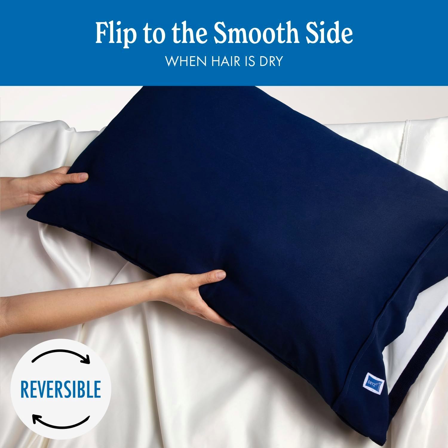 DryZzz Waterproof Pillow Protector Cooling Pillow Case 29"x19" 2pc Navy Blue Standard Size, Absorbent Towel Pillowcase Dual-Sided Wet & Dry…