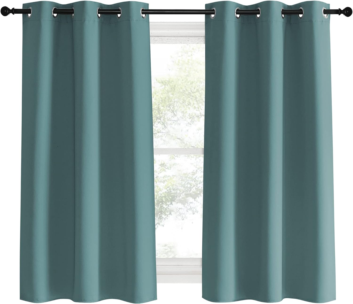 NICETOWN Modern Blackout Curtains Noise Reducing, Greyish Blue, 2 Panels, W42 x L60 -Inch, Thermal Insulated and Privacy Room Darkening…