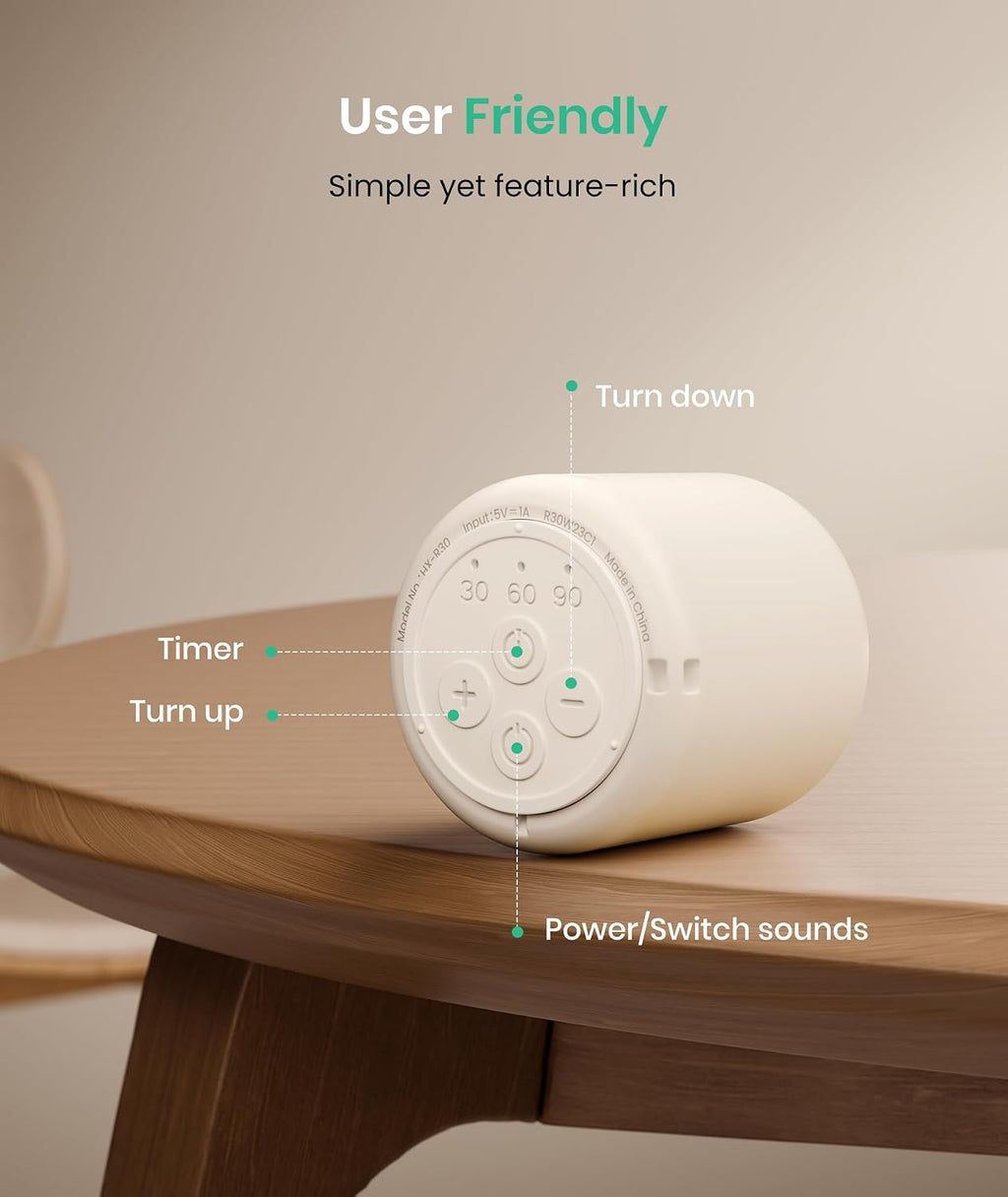 Restnature White Noise Machine for Baby, Portable Rechargeable Sound Machine with 20 Soothing Sounds & Sleep Timer for Adults, Travel, Home…