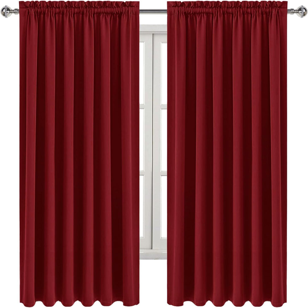 DWCN Blackout Curtains for Living Room Thermal Insulated, Energy Saving & Noise Reducing Bedroom Curtains, Amaranth Red, W 70x L 63 Inch…