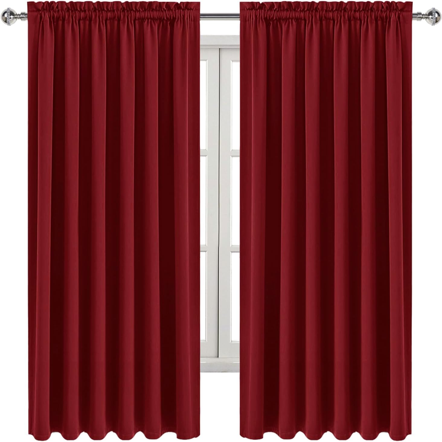 DWCN Blackout Curtains for Living Room Thermal Insulated, Energy Saving & Noise Reducing Bedroom Curtains, Amaranth Red, W 70x L 63 Inch…