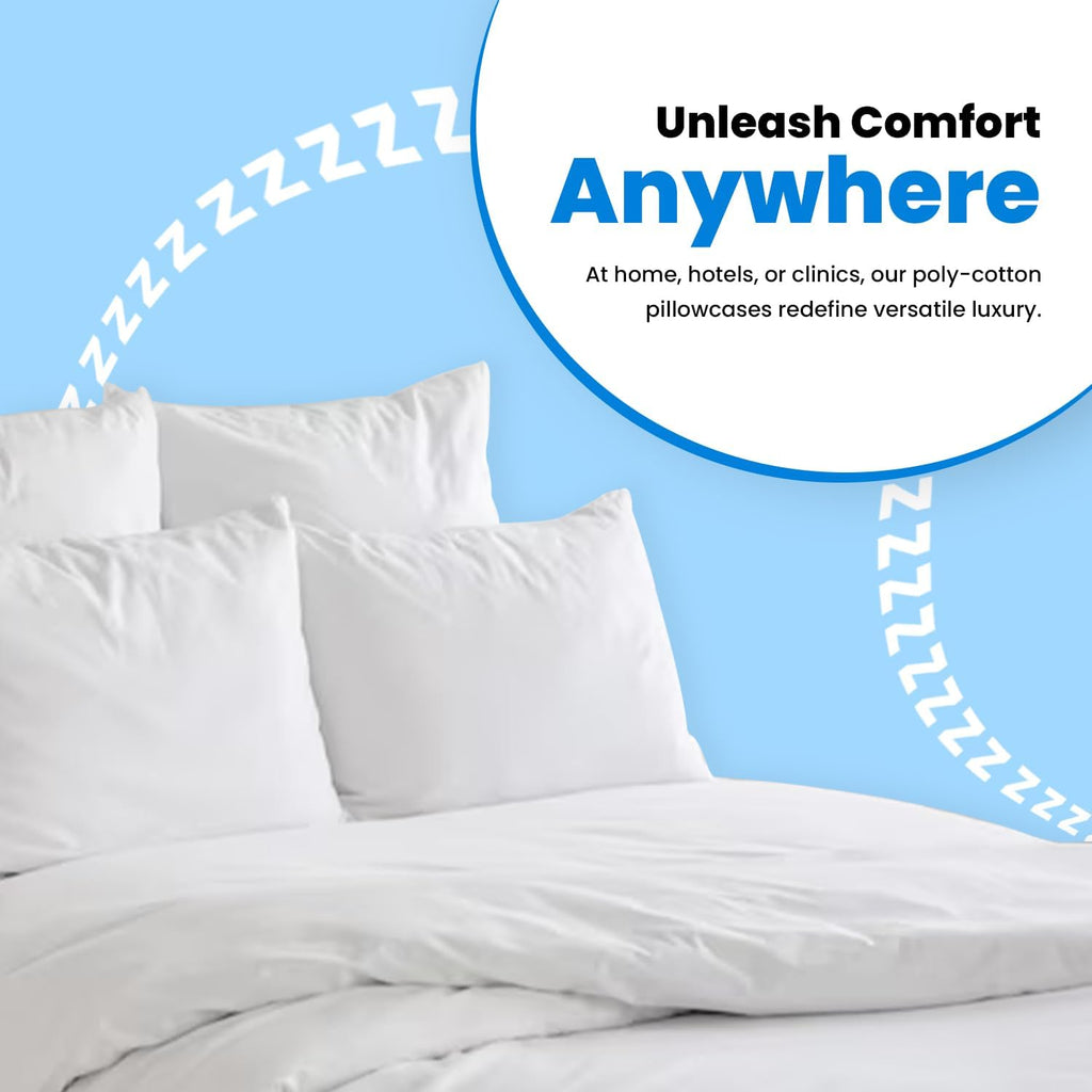 Avalon Bedding Pillow Cases Standard Size White Pillow Cases Set of 4 Cotton Blend 200 TC Soft & Breathable Perfect for Home & Hospital, Ho…