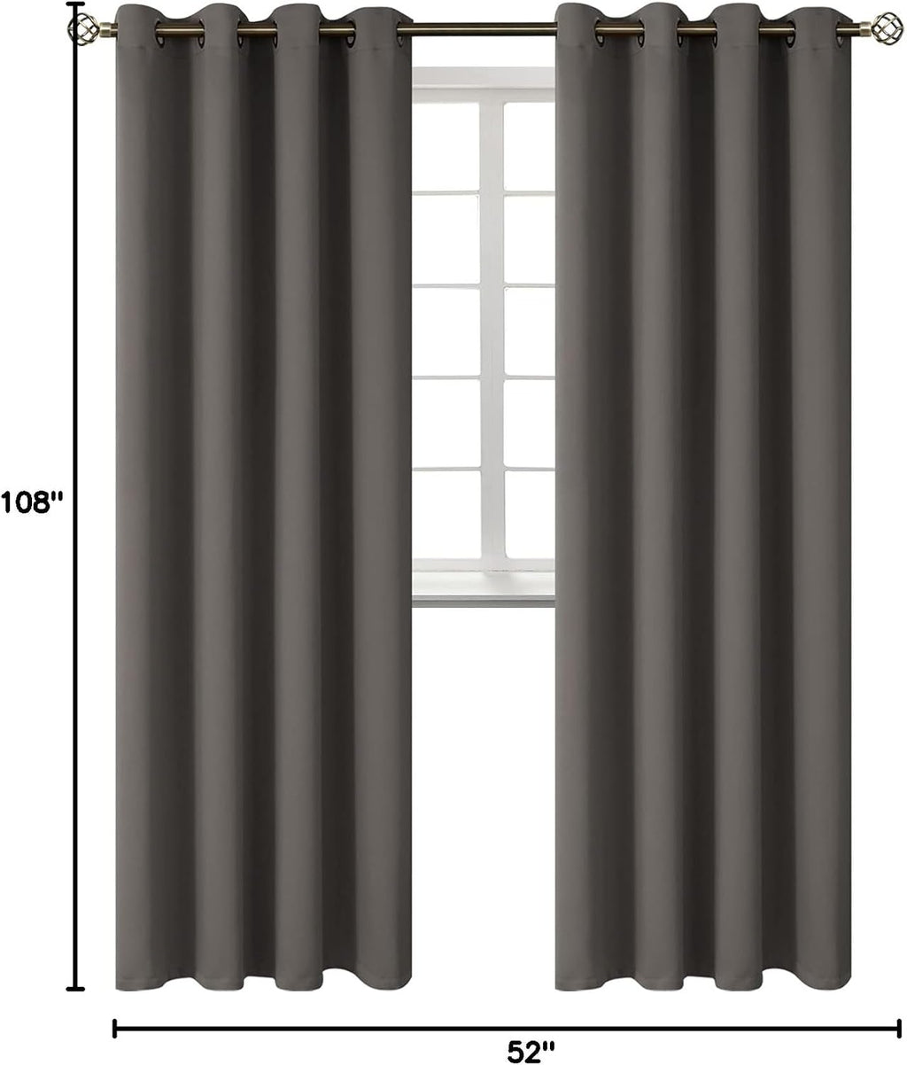 BGment Blackout Curtains - Grommet Thermal Insulated Room Darkening Bedroom and Living Room Curtains, Set of 2 Panels (52 x 108 Inch, Grey)…