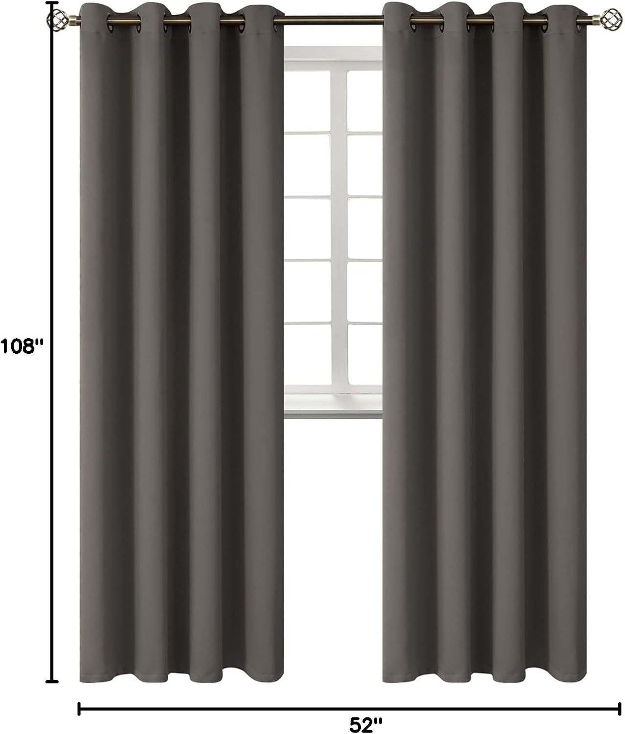 BGment Blackout Curtains - Grommet Thermal Insulated Room Darkening Bedroom and Living Room Curtains, Set of 2 Panels (52 x 108 Inch, Grey)…