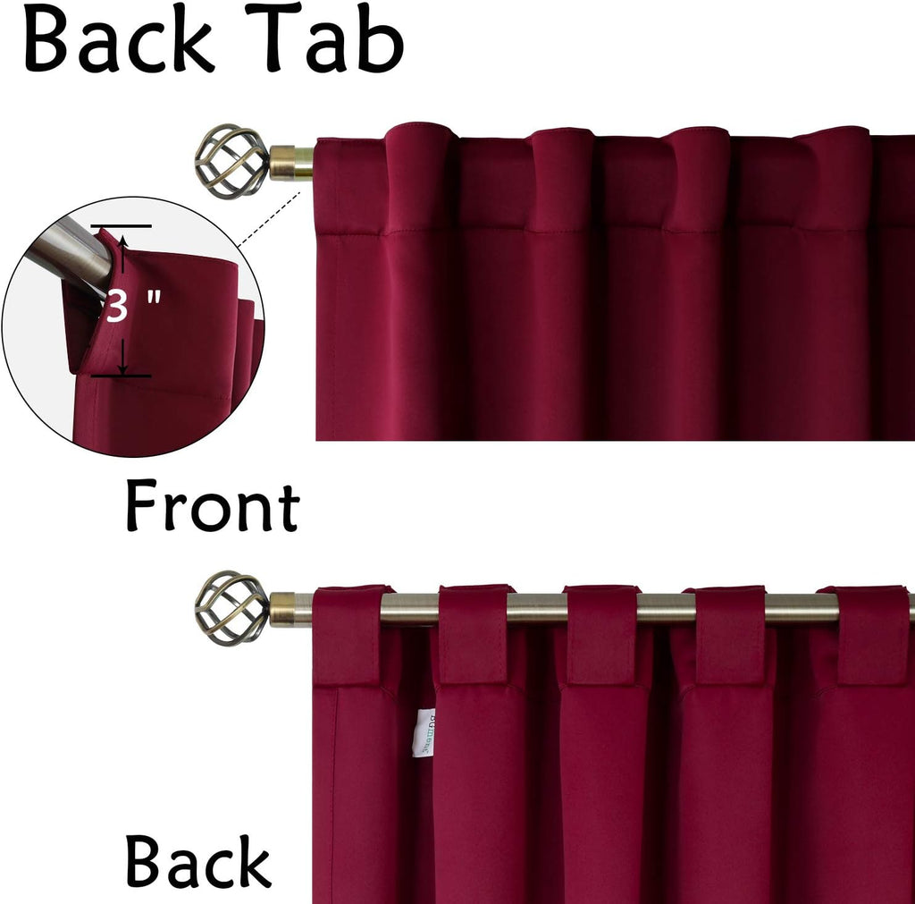 BGment Burgundy Balckout Curtains 36 Inch Length for Half Windows - 34 x 36 inch Rod Pocket and Back Tab Thermal Insulated Room Darkening S…