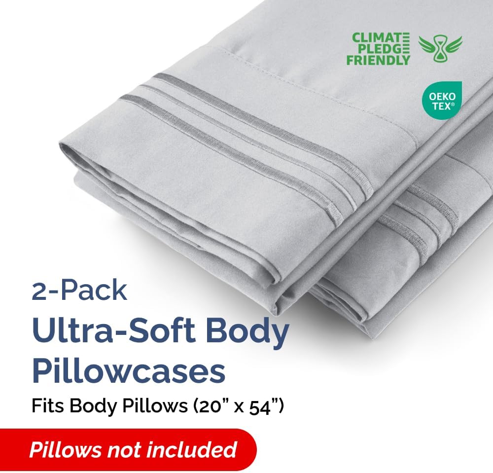 Body Pillowcases Set of 2-20x54 Long Body Pillow Case - Soft Body Pillow Cover for Sleeping & Side Sleepers - Comfy, Breathable & Wrinkle…